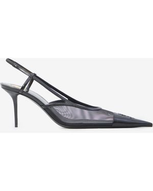 Saint Laurent Rene Mesh Slingback Pumps - White