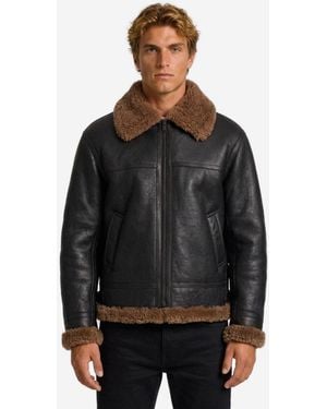 Saint Laurent Shearling Biker Jacket - Black