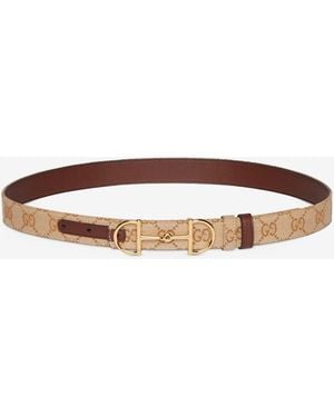 Gucci Reversible Belt With Horsebit Buckle - White
