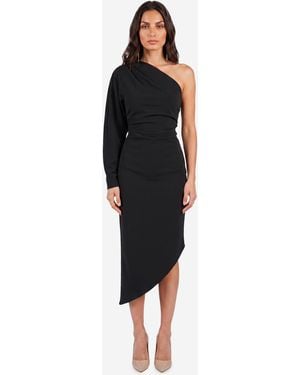 FEDERICA TOSI Oneshoulder Cady Longuette Dress - Black