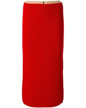 Calvin Klein Ribbed-Knit Midi Skirt - Red