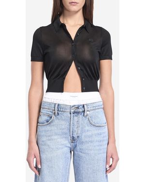 Alexander Wang Cardigan Polo Con Logo - Blu