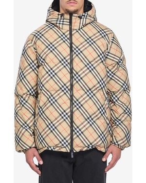 Burberry Reversible Check Puffer Jacket - Natural