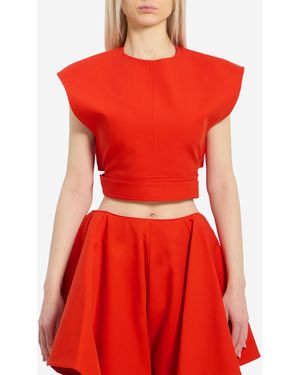 Alaïa Cotton Top With Belt - Red
