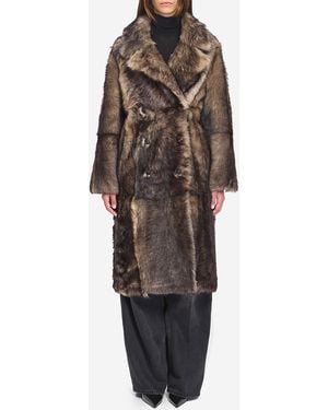Yves Salomon Lamb Fur Coat - Gray