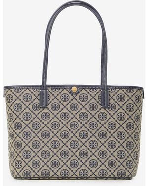 Tory Burch T Monogram Tote Bag Small - Grey