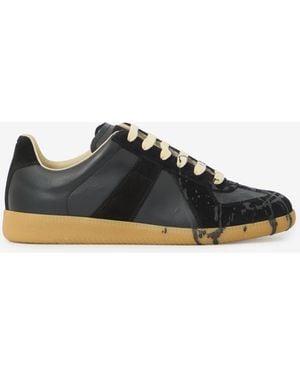 Maison Margiela Replica Paint Splatter Low-Top Trainers - Black