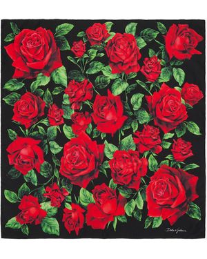 Dolce & Gabbana Printed Silk Twill Scarf - Red
