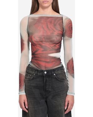 Jean Paul Gaultier Blurry Roses Top - Red