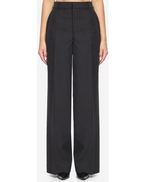 Gucci Pinstriped Wool Trousers - Black