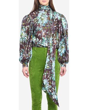 Gucci Printed Silk Twill Shirt - Green