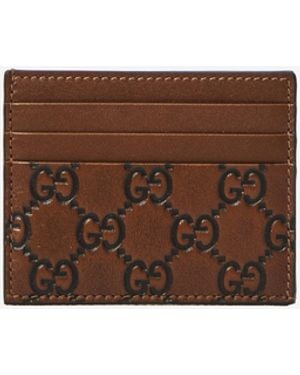 Gucci Gg Emblem Card Holder - Brown