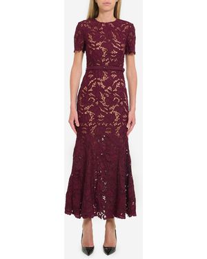 Self-Portrait Burgundy Lace Midi Dress - Purple