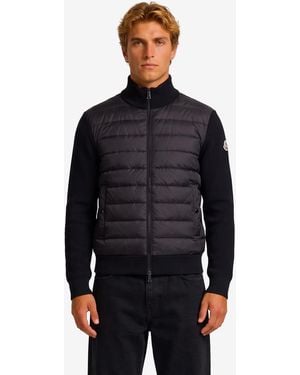 Moncler Cardigan Tricot Imbottito Nero - Blu