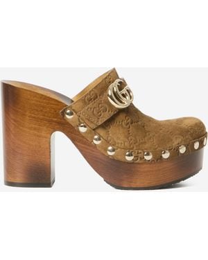 Gucci Double G Platform Clog - Brown