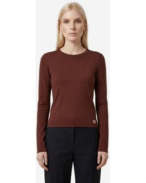 Saint Laurent Sheer Cassandre Knit Top - Red