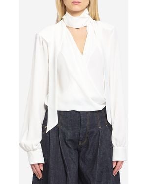 FEDERICA TOSI Blusa Incrociata Con Sciarpina - White