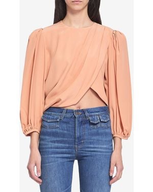 Chloé Top Corto Drappeggiato - Blu