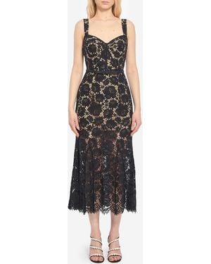 Self-Portrait Lace Midi Dress - Black