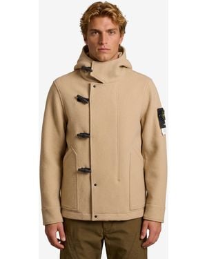 Stone Island Short Heavy Melton Coat - Natural