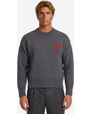 Ami Paris Ami De Coeur Sweater - Gray