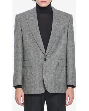 Saint Laurent Prince De Galles Wool Flannel Blazer - Grey