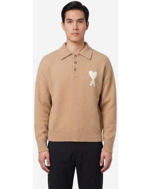 Ami Paris Ami De Coeur Polo Shirt - Natural