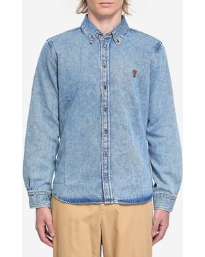 Ami Paris Ami De Coeur Denim Shirt - Blue