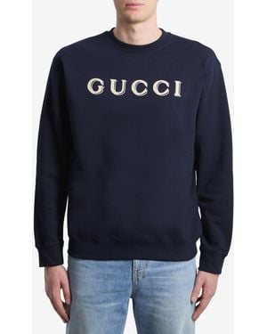 Gucci Embroidered Jersey Sweatshirt - Blue