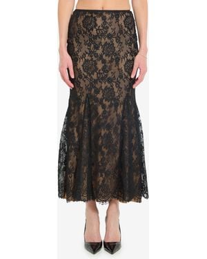 Self-Portrait Lace Midi Skirt - Brown