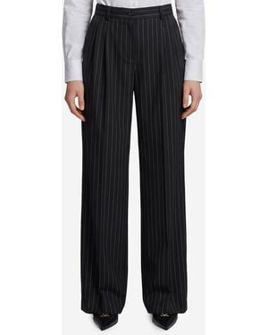 Dolce & Gabbana Wool Stripe Tailored Pants - Black