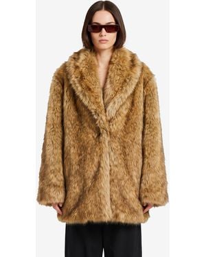 Frankie Shop Belle Faux Fur Short Coat - Natural