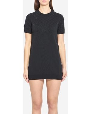 Gucci Fine Wool Dress With Gg Crystals - Black