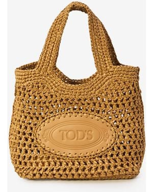 Tod's Raffia Shopping Bag Small - Metallic