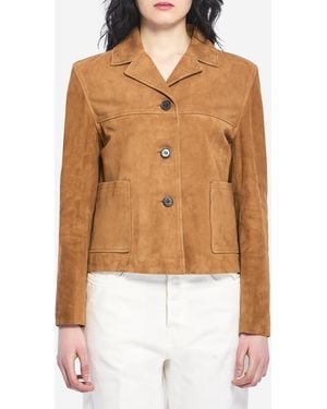 Arma Lotus Suede Leather Jacket - Brown