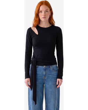 FEDERICA TOSI Cutoff Top With Sash - Blue