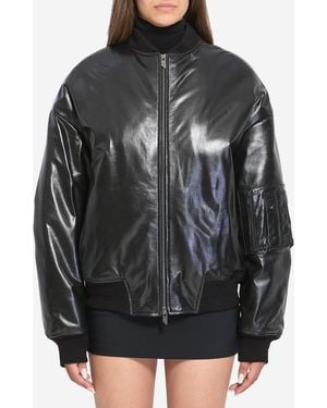 Salvatore Santoro Leather Bomber Jacket - Black