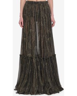Saint Laurent Countrystyle Tiered Skirt - Brown
