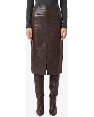 FEDERICA TOSI Crocodile Print Midi Skirt - Black