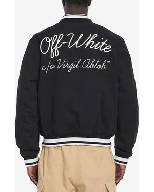 国内発送☆Off-White☆CANV VARSITY SKATE JKT/BLACK WHITE Off-White c/o Virgil Abloh Canvas Varsity Skate Jacket in