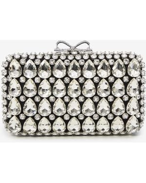 Self-Portrait Crystal Clutch Bag - White