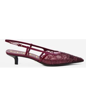 Gucci Dcollet Slingback Con Cristalli Gg - Rosa