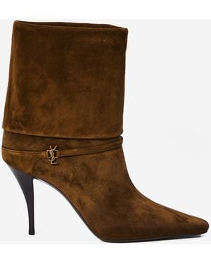 Saint Laurent Suede Niki Boots - Brown