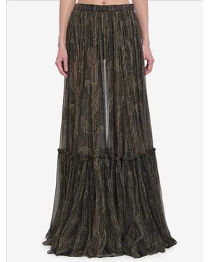 Saint Laurent Countrystyle Tiered Skirt - Brown