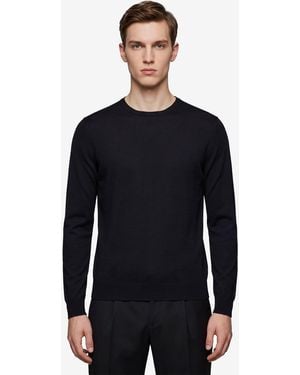 John Smedley Merino Wool Crewneck Lundy Pullover - Blue