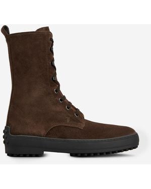 Tod's Winter Ankle Boot With Rubber Studs - Brown