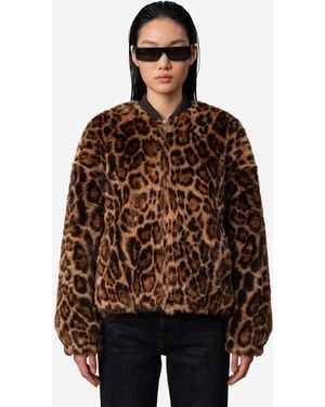 Arma Reversible Animal Print Bomber - Brown