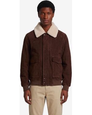 Arma Bari Gritty Suede Bomber - Brown