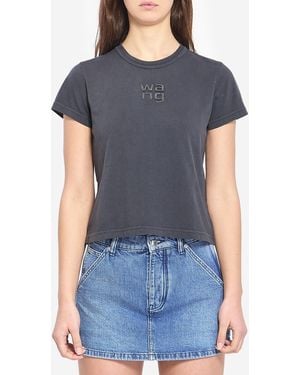 Alexander Wang Tshirt With Logo And Rhinestones - Blue