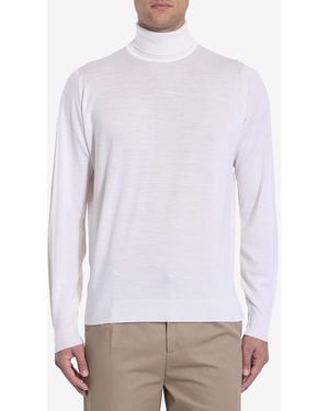 John Smedley Merino Wool Roll Neck Cherwell Pullover - White